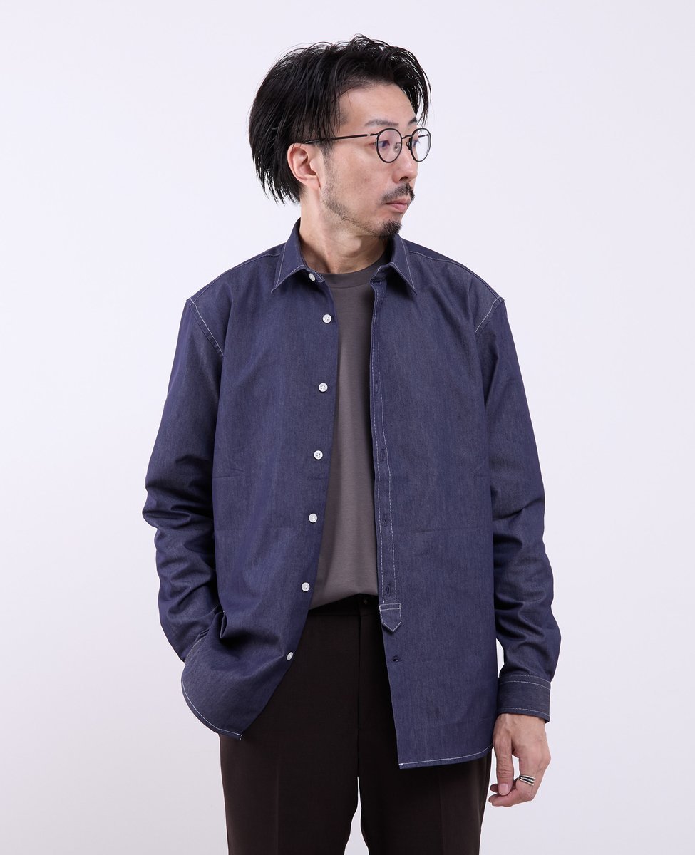 MEN'S MELROSE 5.5OZ TCダンガリーウエスタンシャツ メンズメルローズ トップス シャツ・ブラウス ネイビー ホワイト