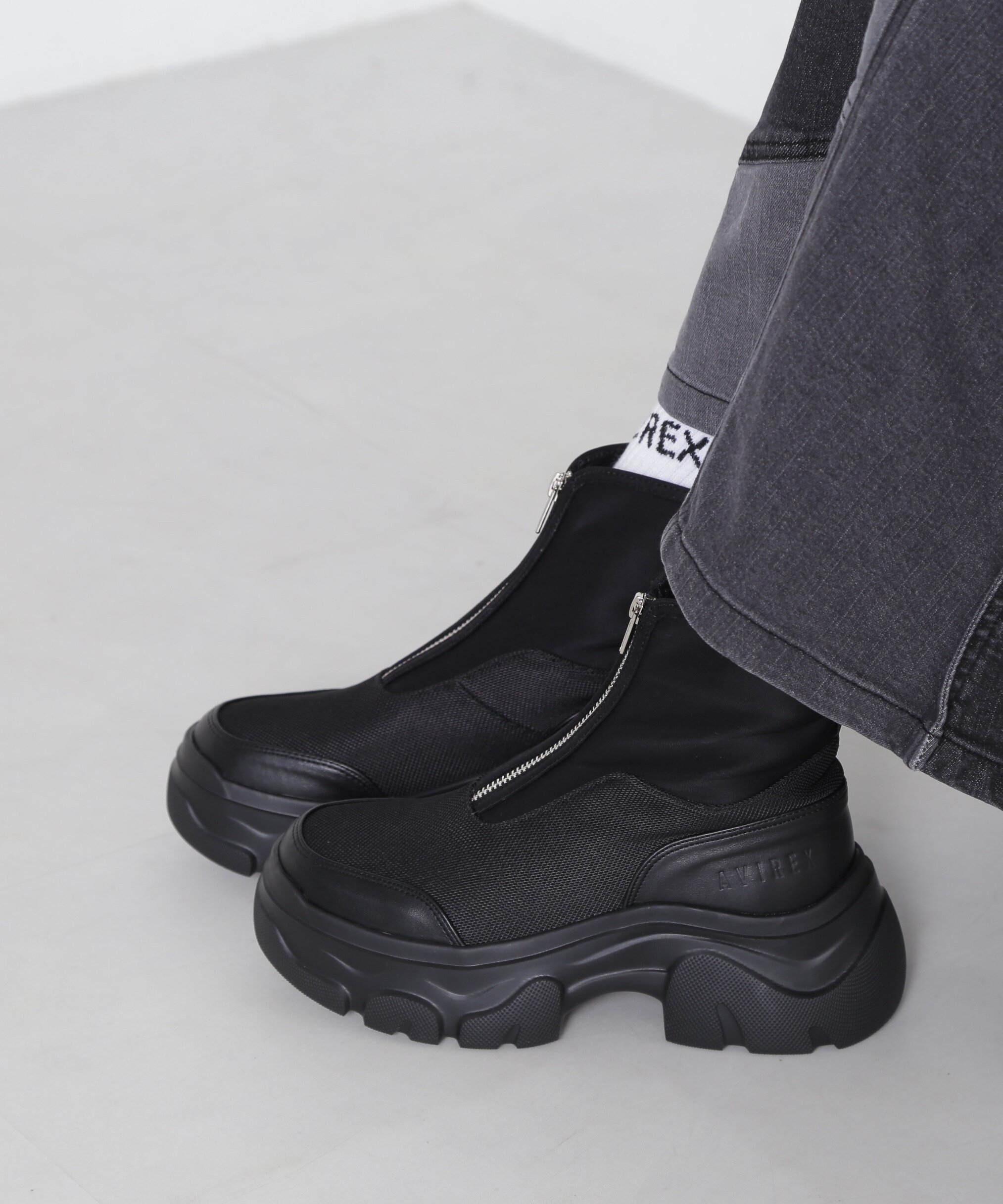 AVIREX 《直営店限定》FRONT ZIP BOOTS/フロントジップブーツ アヴィレックス シューズ・靴 ブーツ グリーン ブラック【送料無料】