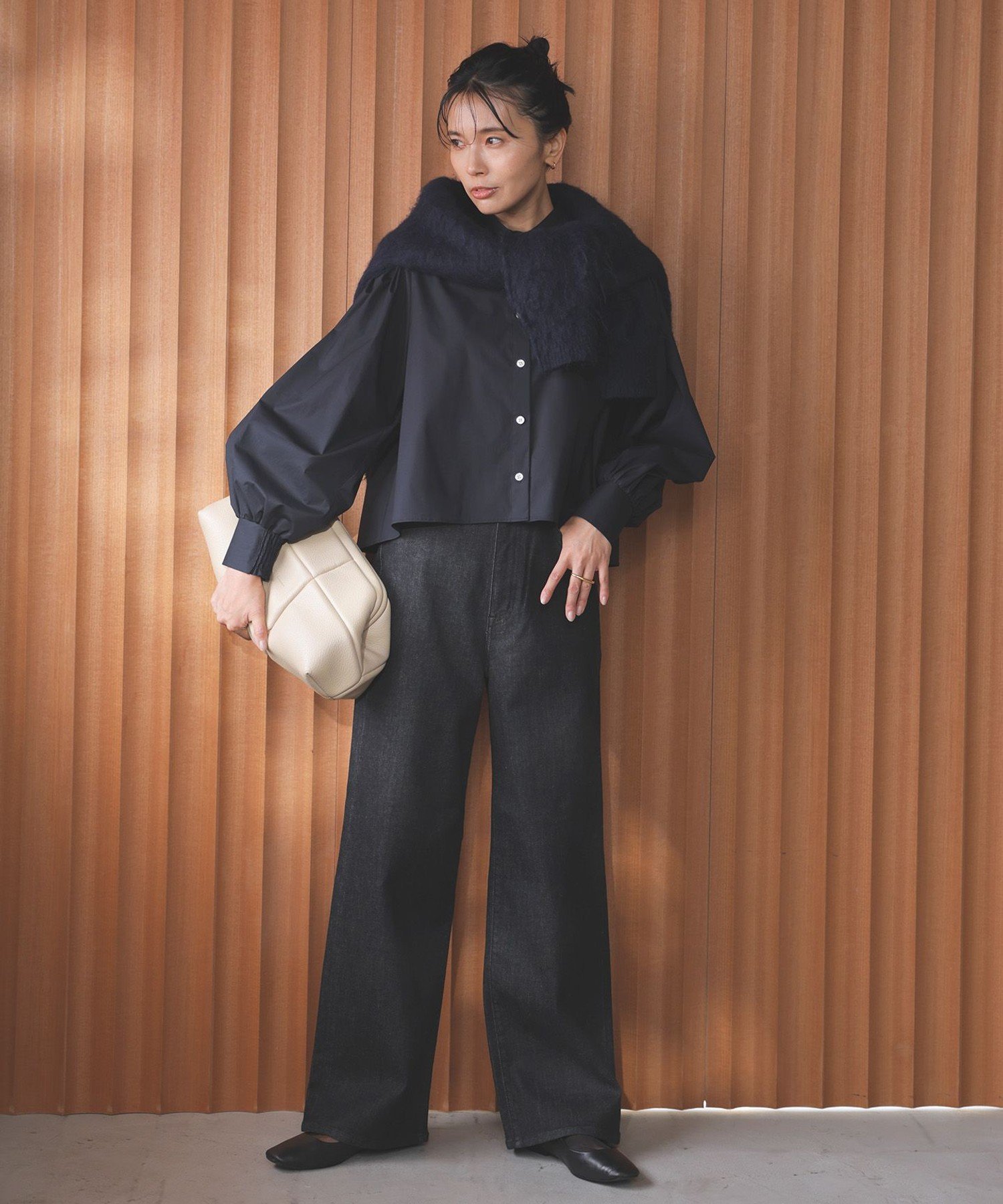 UNFILO L 【UNFILO DENIM】撥水ストレッチ ワイドストレートデニム アンフィーロ パンツ ジーンズ・デニムパンツ ブルー グレー ブラック