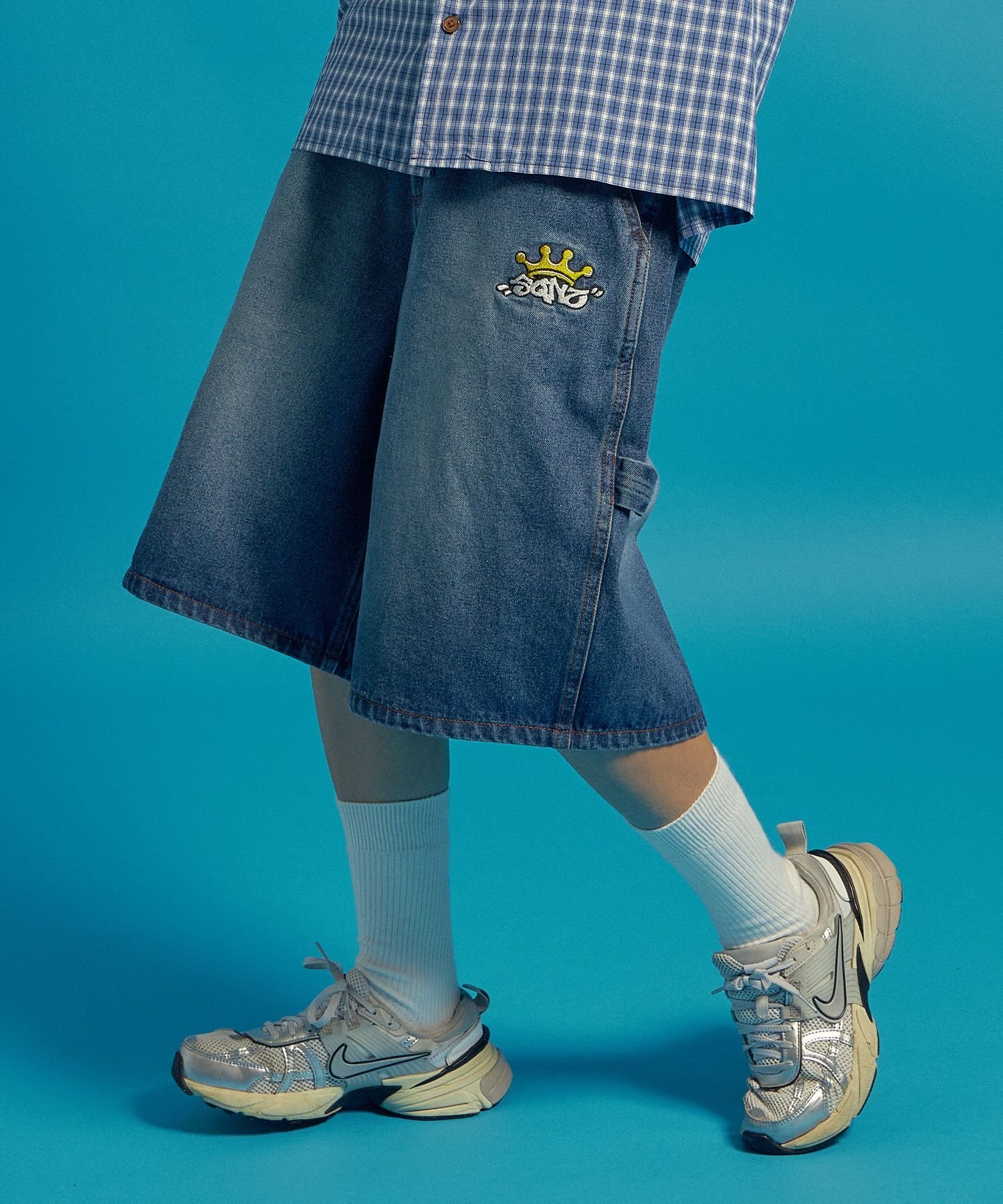 B ONE SOUL 【SEQUENZ(シークエンズ)】BACK EMB. SHORT DENIM / デニム パンツ 半ズボン ショーツ ワンポイント 刺繍 ナバル パンツ その他のパンツ ブラック ネイビー グレー【送料無料】