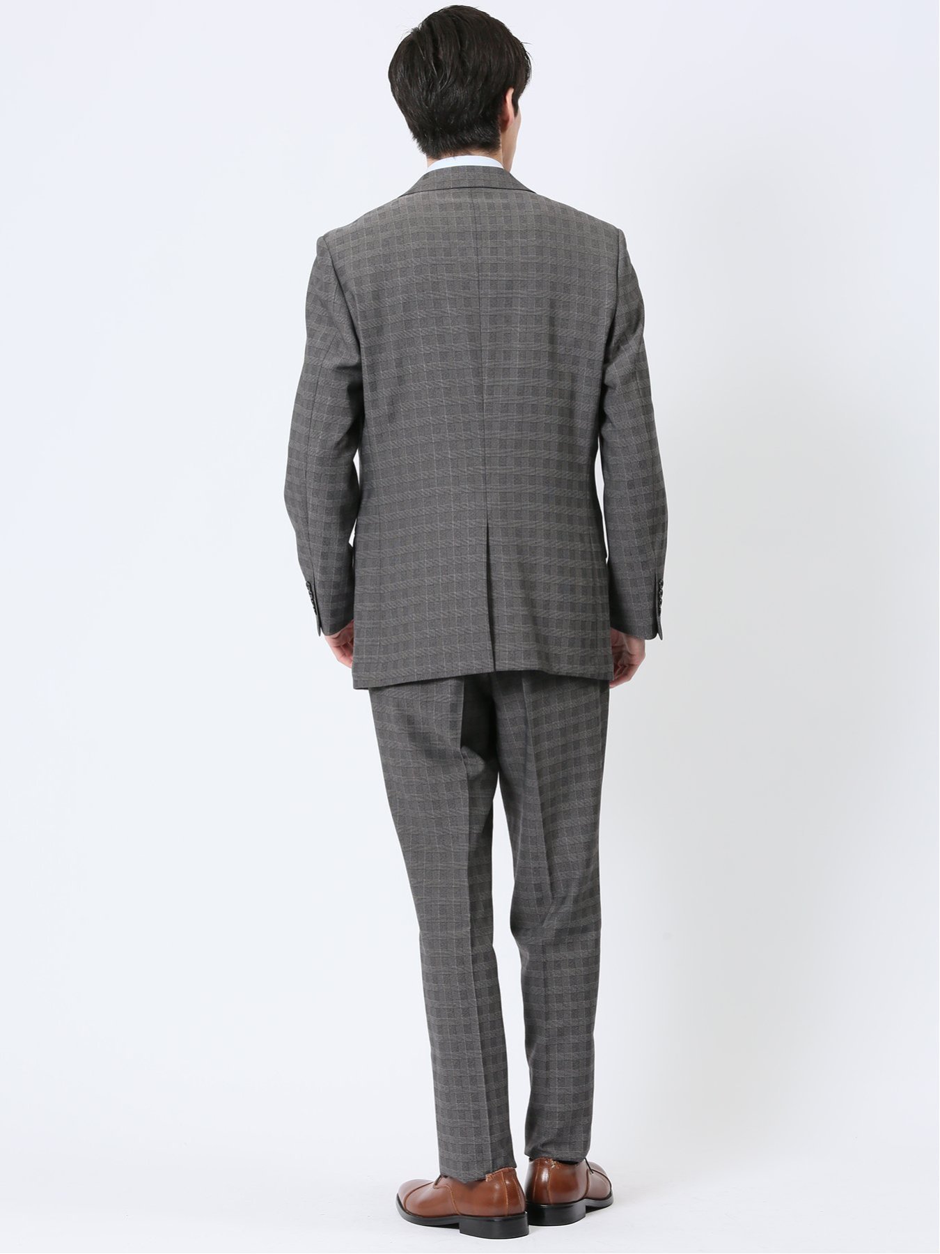 TAKA-Q ストレッチウォッシャブル レギュラーフィット 2ボタン2ピーススーツ チェックグレー 【25SS】 メンズ セットアップ ジャケット ビジネス カジュアル 通勤 仕事 タカキュー スーツ・フォーマル セットアップスーツ グレー【送料無料】