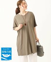eur3 【大きいサイズ/接触冷感】カノコボクシーシルエットチュニック エウルキューブ ワンピース・ドレス チュニック ブラック ブルー カーキグリーン【送料無...