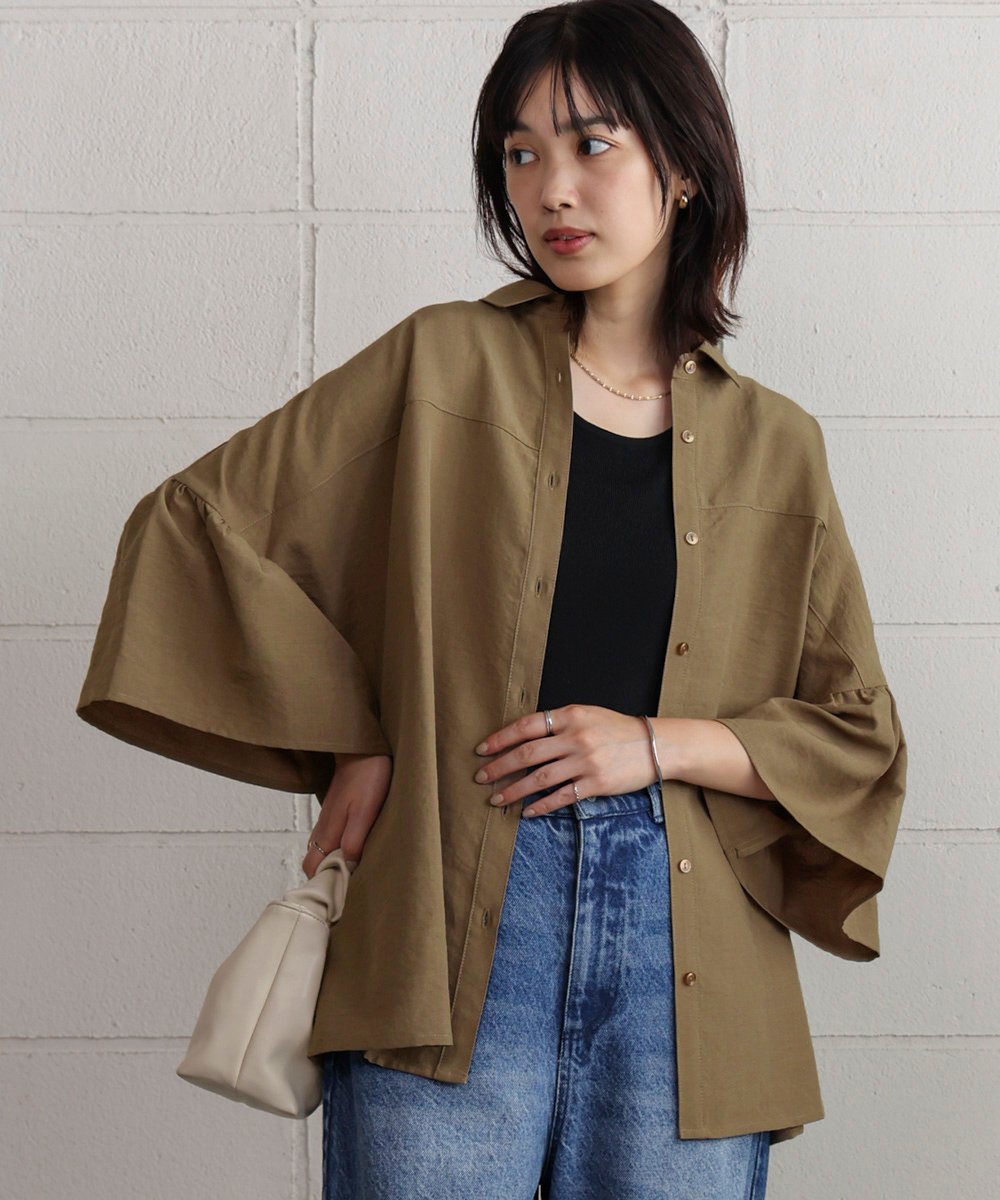 【SALE／23%OFF】Bou Jeloud ギャザースリーブシャツ バブ / ブージュルード トップス シャツ・ブラウ..