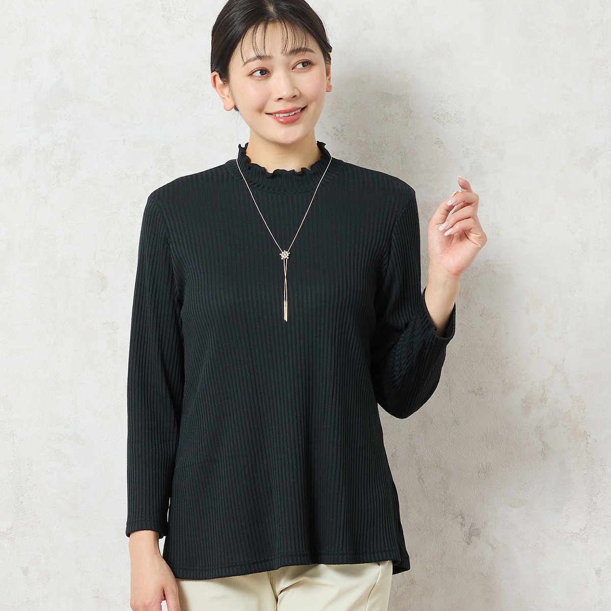 missel 【洗える・日本製】テレコカットソー ミゼール トップス カットソー・Tシャツ ピンク ブラック グレー