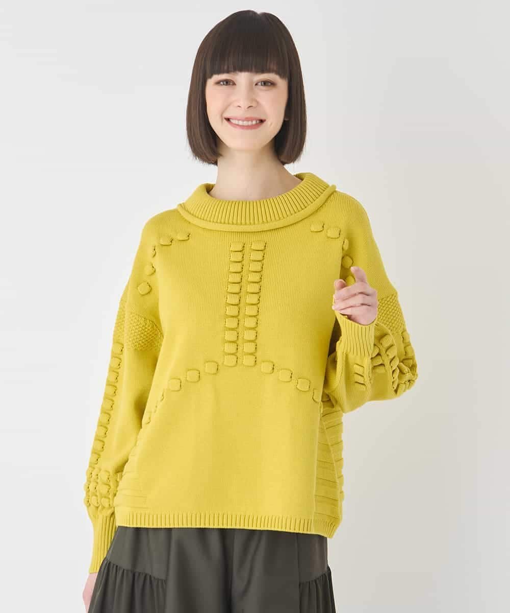 【SALE／50%OFF】HIROKO BIS（小さいサイズ） 【小さいサイズ】バルキーニットデザインプルオーバー メゾンドゥサンク トップス ニット ピンク ホワイト イエロー【送料無料】