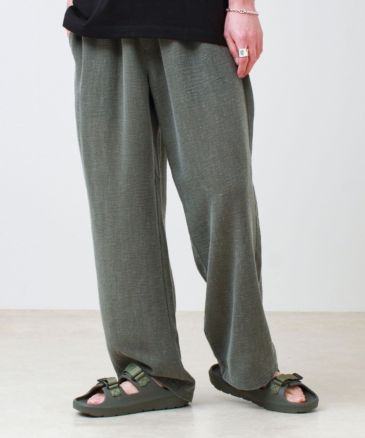 【セットアップ対応】麻調ウォッシュ イージーパンツ フレディ アンド グロスター パンツ その他のパンツ ブルー グレー グリーン