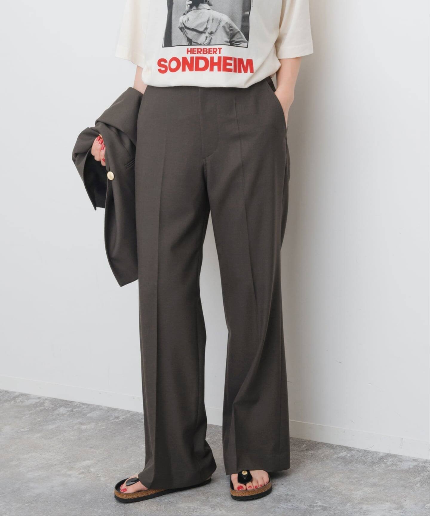 Spick & Span 《セットアップ可 / 追加》ウールブレンドパンツ スピックアンドスパン パンツ スラックス・ドレスパンツ ネイビー ブラウン
