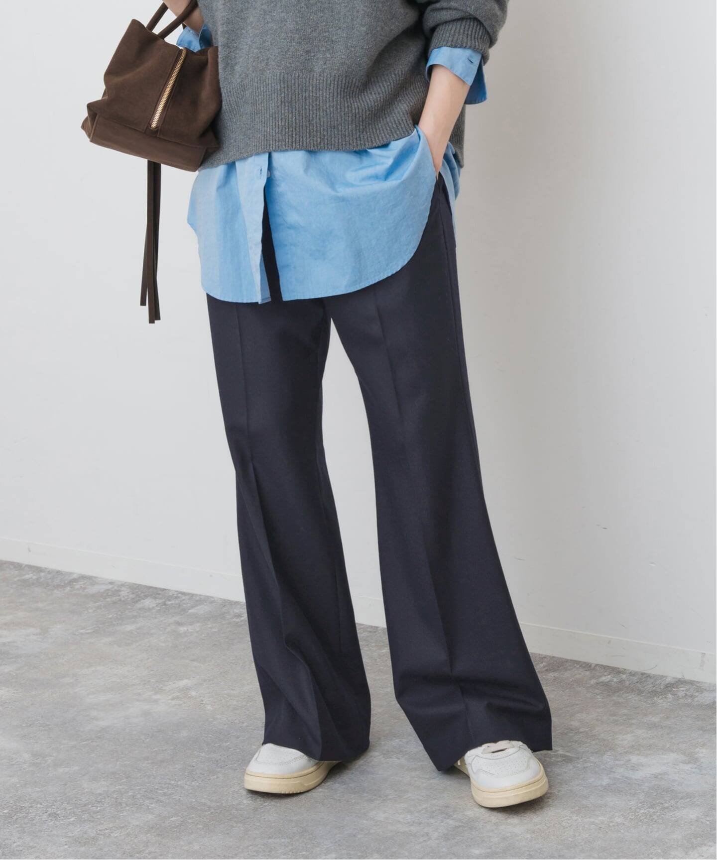 Spick & Span 《セットアップ可 / 追加》ウールブレンドパンツ スピックアンドスパン パンツ スラックス・ドレスパンツ ネイビー ブラウン
