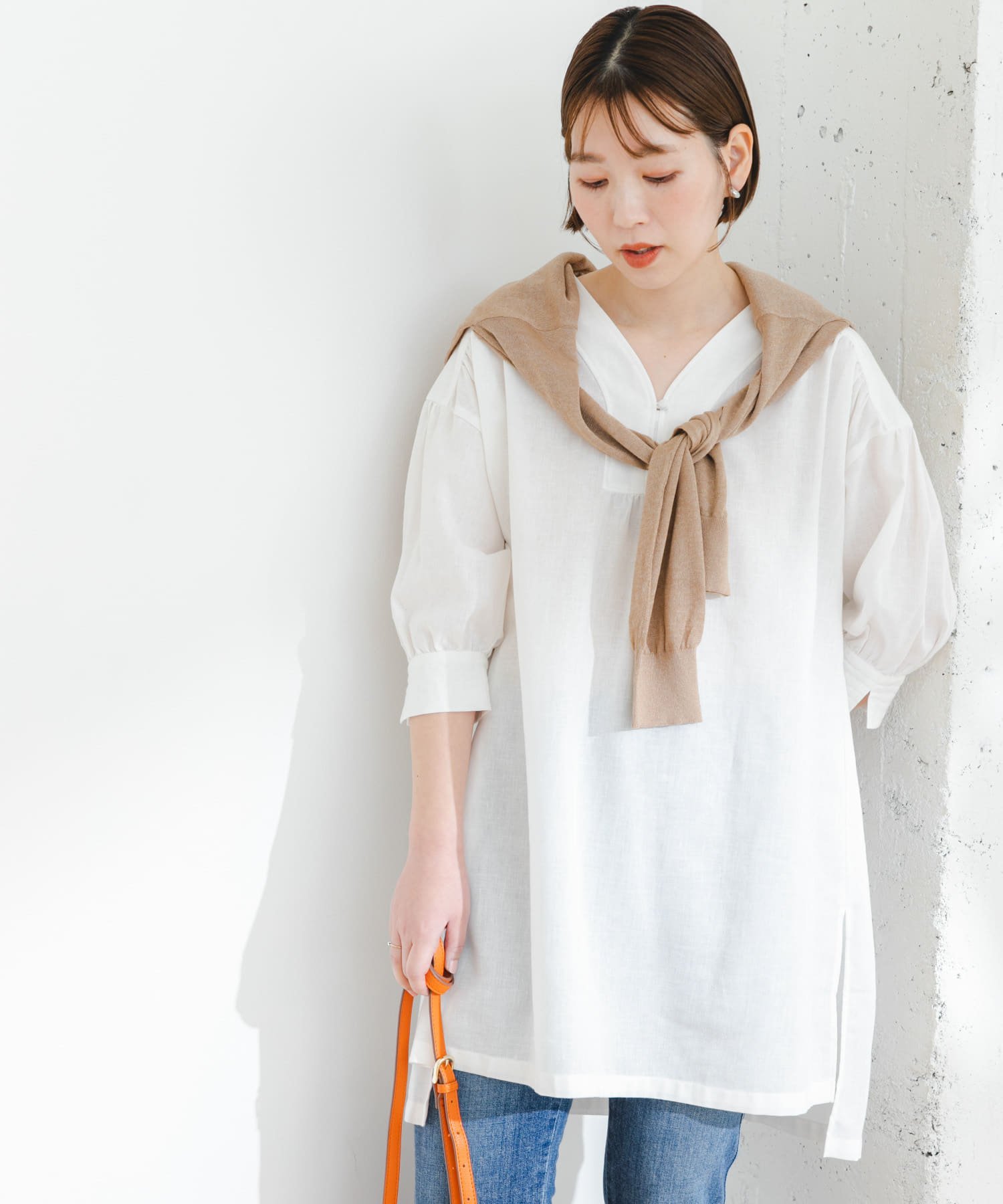 【SALE／50%OFF】ROSSO 『UR TECH 高機能リネン』F by ROSSO スキッパーチュニックブラウス アーバンリサーチロッソ ワンピース・ドレス チュニック ホワイト イエロー ブルー ブラック【送料無料】のサムネイル