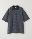 Steven Alan ＜Steven Alan＞ 40//ツイスト ボーダー ポロシャツ -LOOSE ビューティー＆ユース ユナイテッドアローズ トップス ポロシャツ ネイビー グレー ブラウン【送料無料】