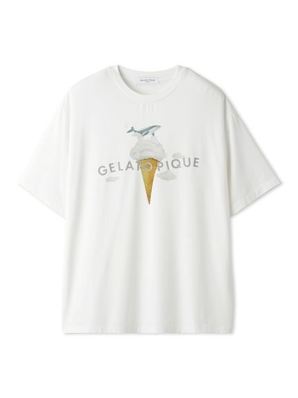 gelato pique 【接触冷感】【HOMME】レーヨンクジラモチーフTシャツ ジェラートピケ トップス カットソー・Tシャツ ホワイト ネイビー【送料無料】のサムネイル