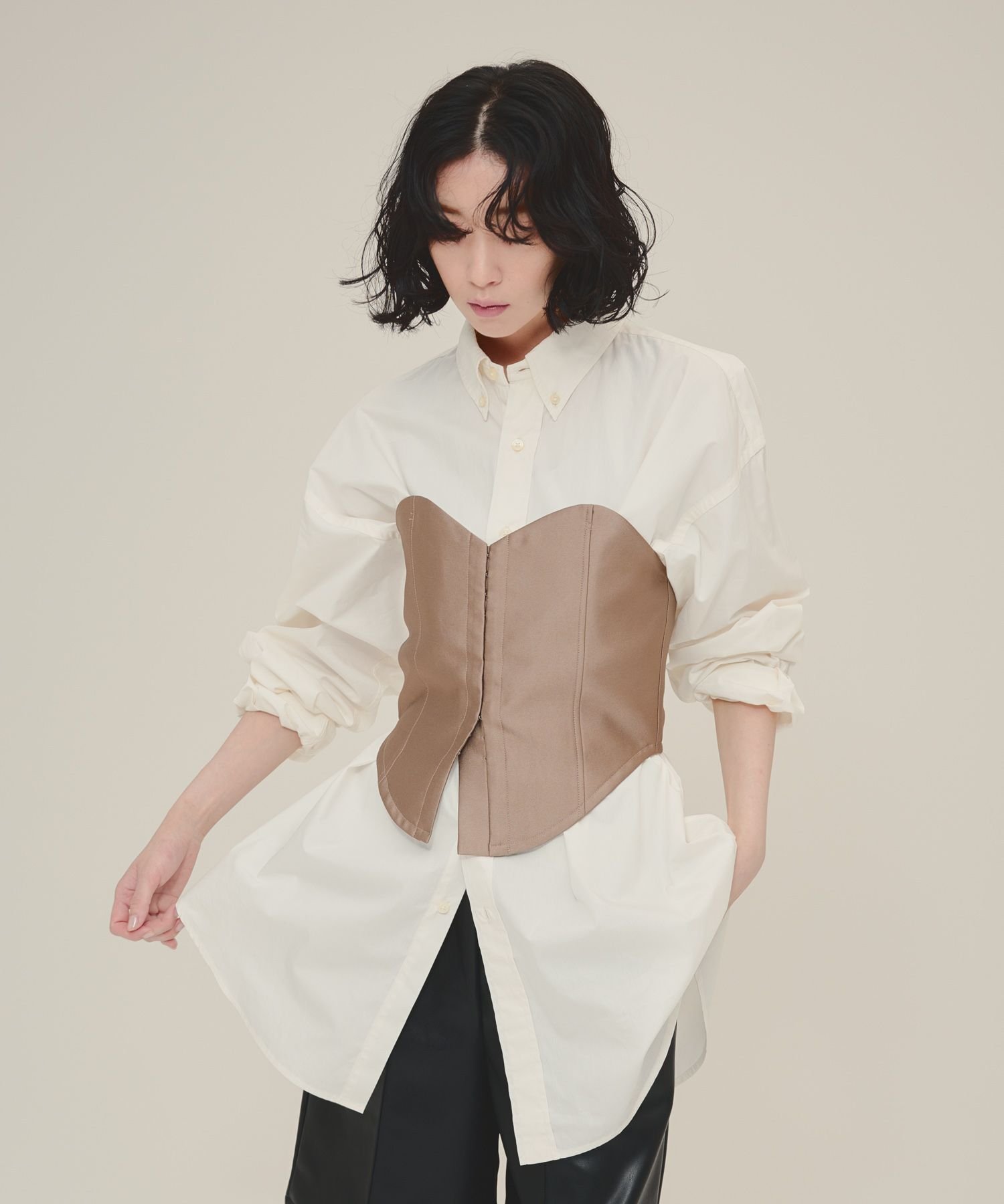 【SALE／60%OFF】eL Glossy Bustier ジーナシス トップス ベスト・ジレ ブラウン ブラック【送料無料】