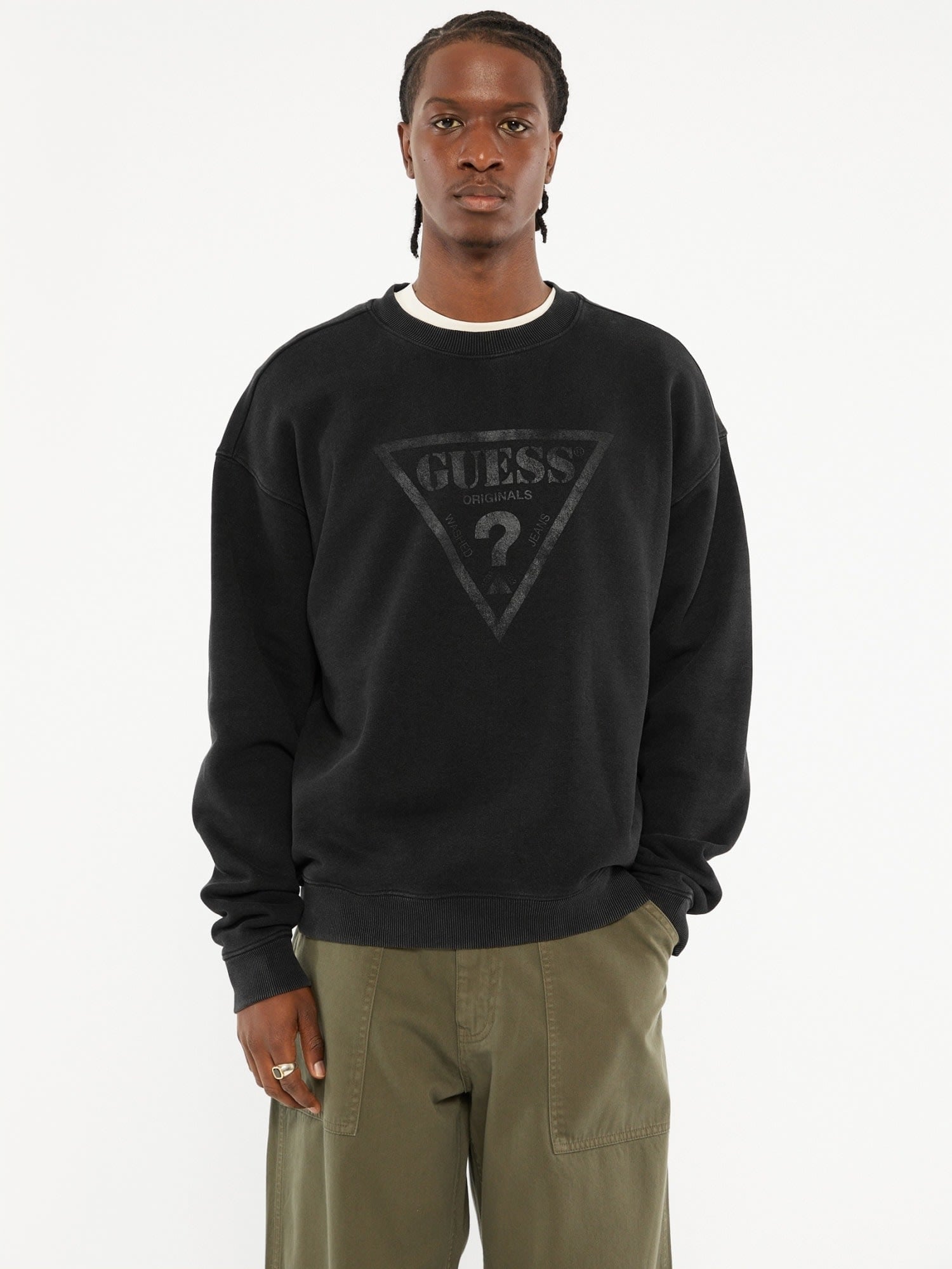 【SALE／40%OFF】GUESS Originals GUESS Originals スウェット(M)Vintage Crewneck ゲス トップス スウェット・トレーナー ピンク ホワイト ブラック【送料無料】