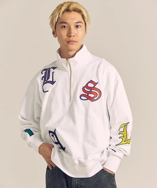 【SALE／60 OFF】GALLIS ADDICTION GA 裏毛-COLORFULL刺繍HALF-ZIP(MENS) ジャックローズ トップス スウェット トレーナー ブラック ホワイト【送料無料】