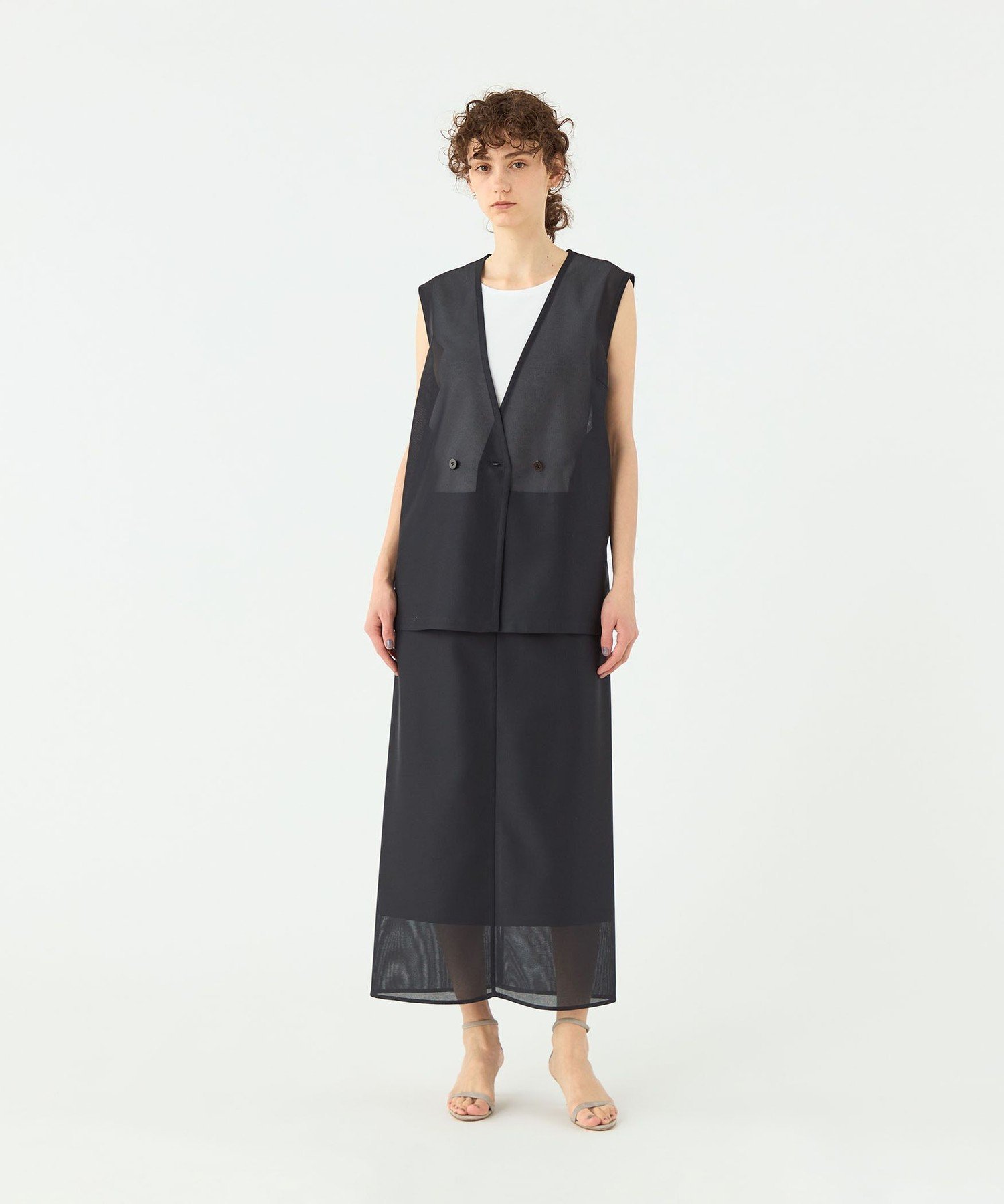 【SALE／65%OFF】TOMORROWLAND collection カラミシャイニー シアースカート トゥモローランド スカート ロング・マキシスカート ネイビー【送料無料】