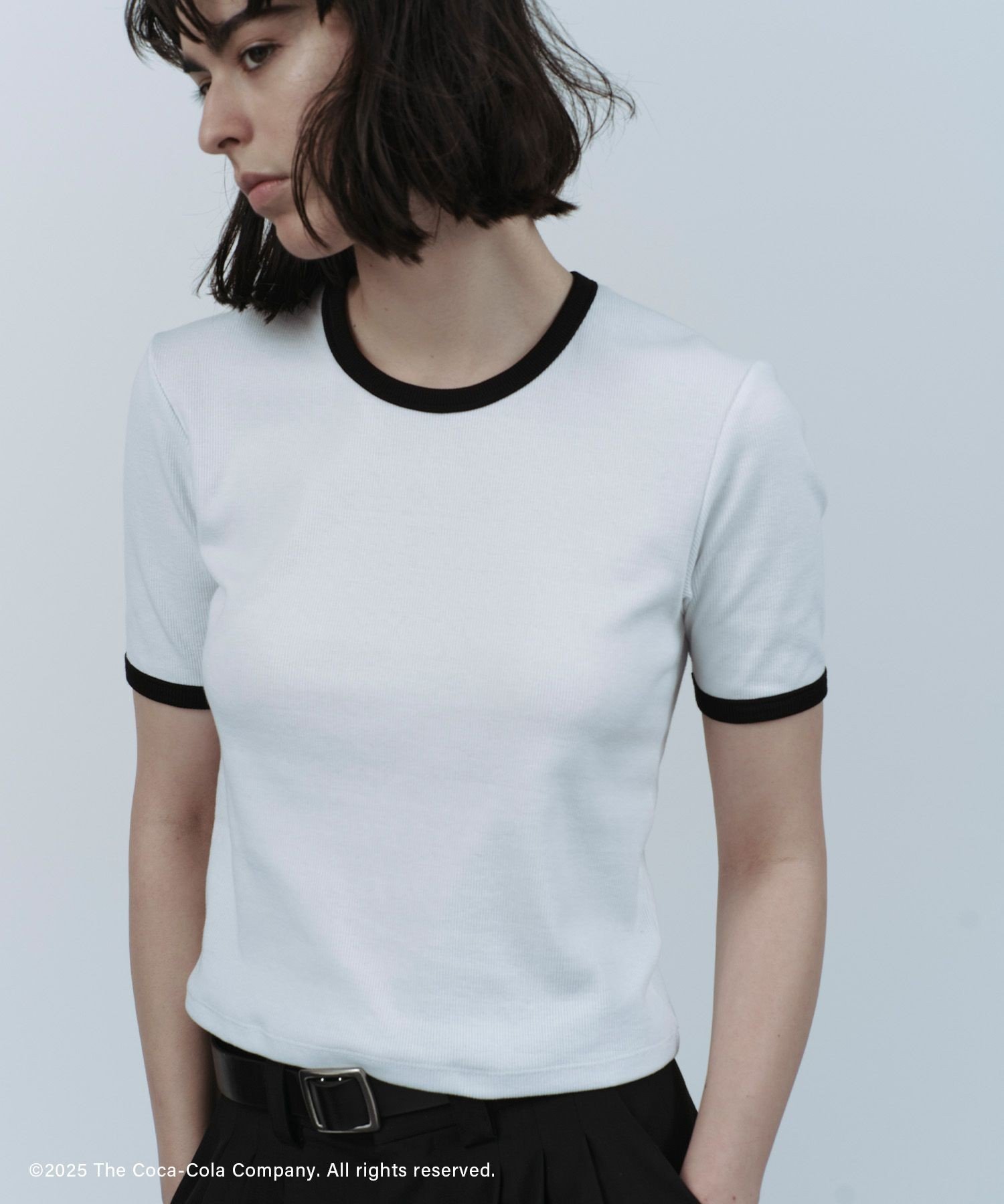 【SALE／50%OFF】ADAM ET ROPE' FEMME 【Coca-Cola】Ringer Tee アダムエロペ トップス カットソー・Tシャツ ホワイト ブラック