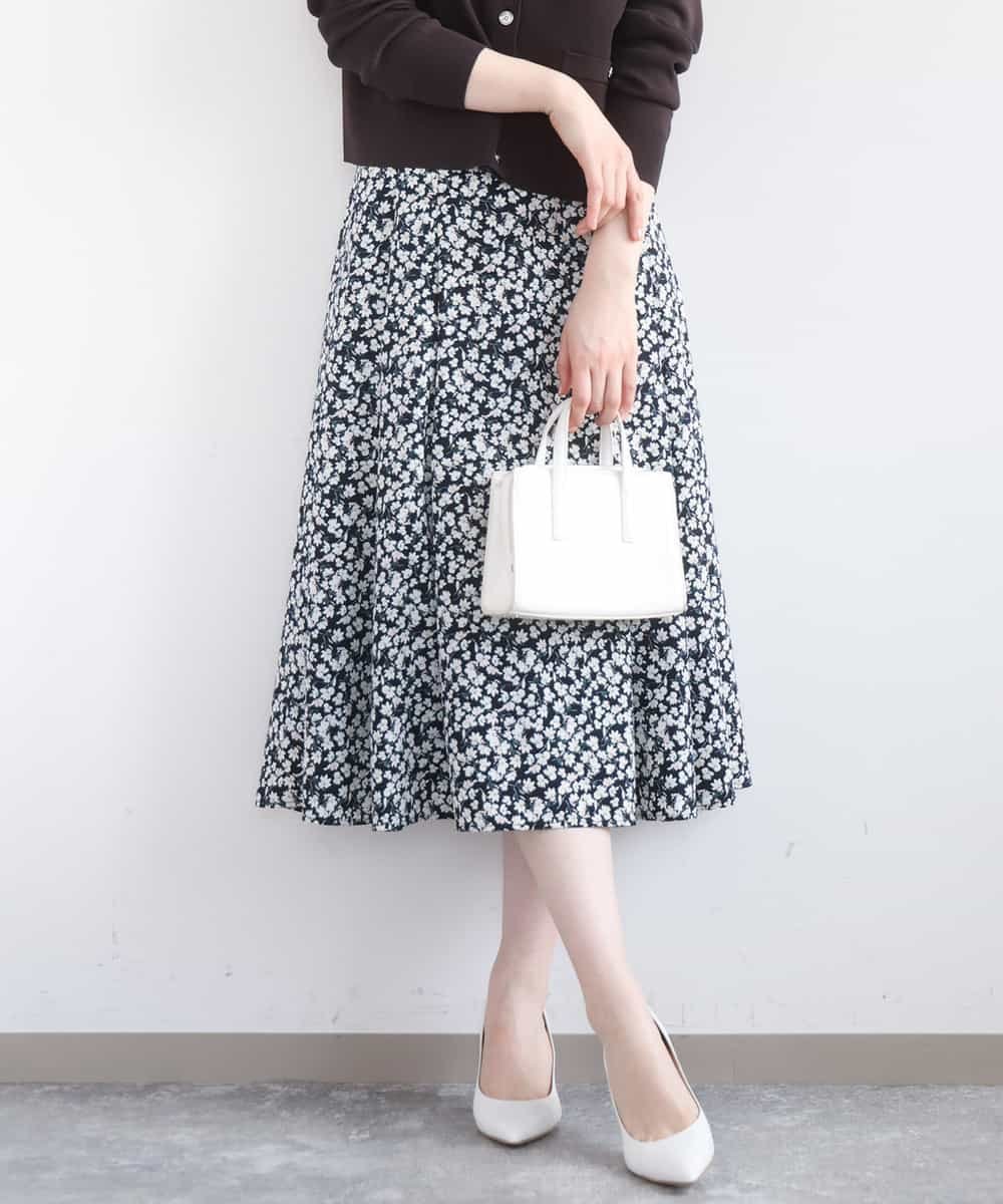 【SALE／20%OFF】OFUON レトロフラワープリントスカート/洗える オフオン スカート その他のスカート ネイビー ベージュ【送料無料】