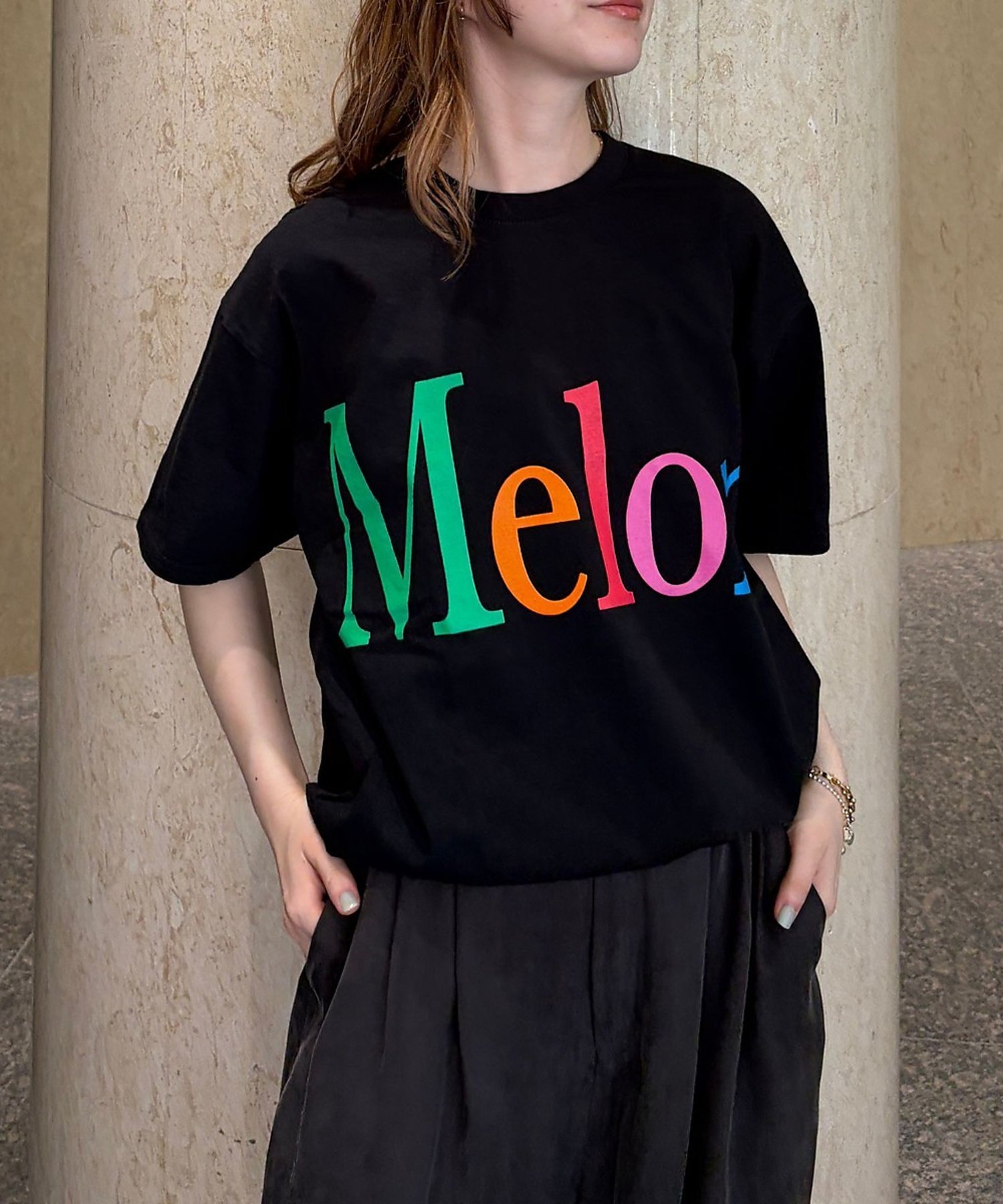 Rouge vif la cle 【byeA./バイエー】Melon TEE/ロゴTシャツ ルージュ・ヴィフ ラクレ トップス カットソー・Tシャツ ホワイト ブラック