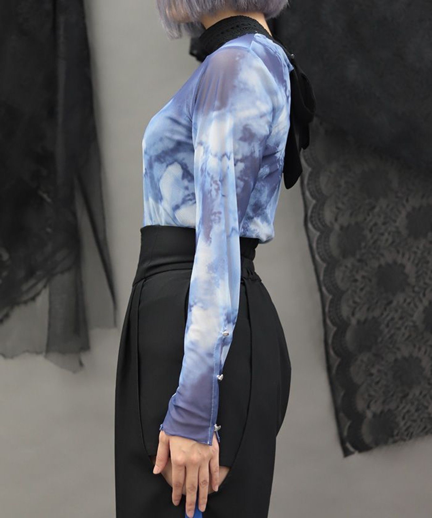 axes femme POETIQUE 3wayシアートップス アクシーズファム トップス カットソー・Tシャツ ブルー グレー【送料無料】