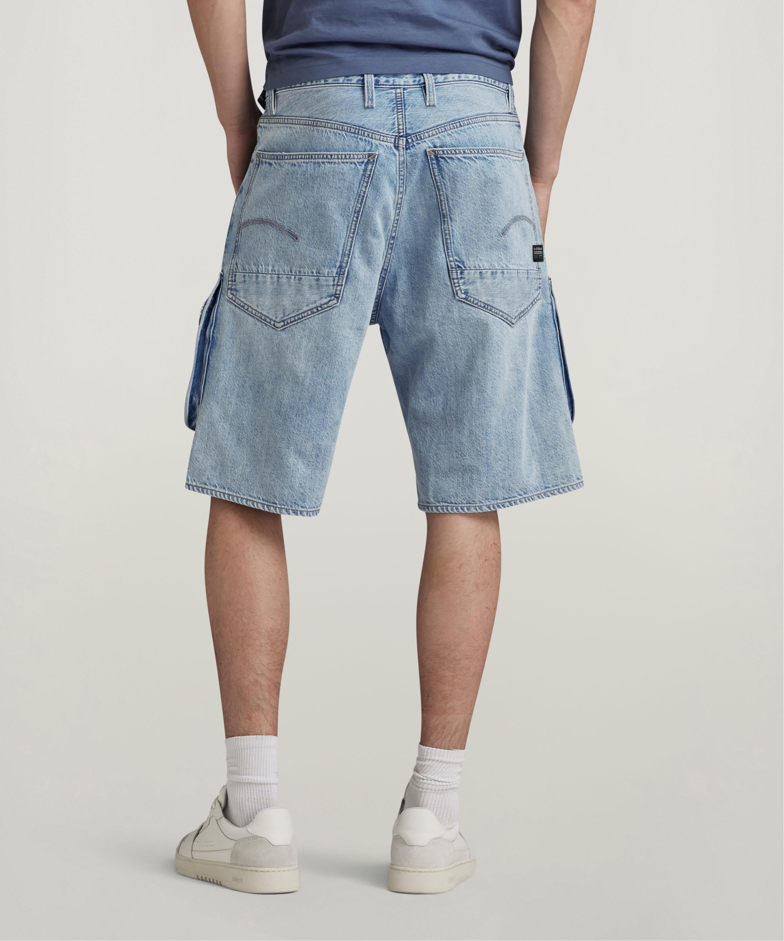 【公式ショップ】DENIM CARGO LOOSE SHORTS/ワイドカーゴデニムショートパンツ ジースターロゥ パンツ ジーンズ・デニムパンツ ブルー
