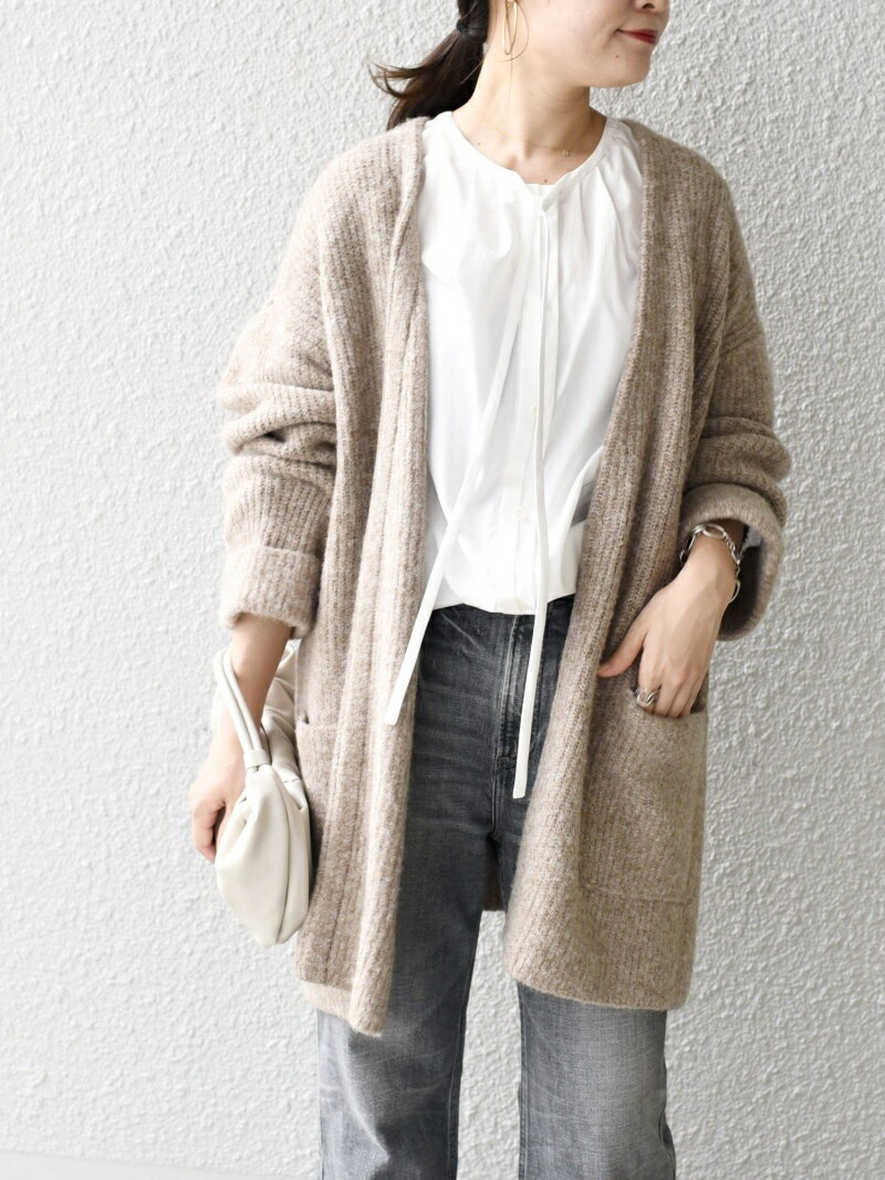 【SALE／40%OFF】SHIPS WOMEN 【WEB限定】＜手洗い可能＞着流しルーズカーディガン◇ シップス ニット カーディガン ベージュ ホワイト ブルー パープル【送料無料】のサムネイル
