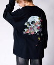 rehacer rehacer:Flower Retro skull レアセル トップス カットソー・Tシャツ ブラック グリーン ホワイト【送料無料】