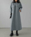 La-gemme ハーフジップ ワンピース ラジュール ワンピース・ドレス ワンピース グレー ホワイト【送料無料】