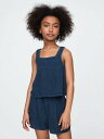 GAP (K)クリンクルガーゼ デニム スイングトップス (キッズ) ギャップ トップス ノースリーブ・タンクトップ ネイビー【送料無料】