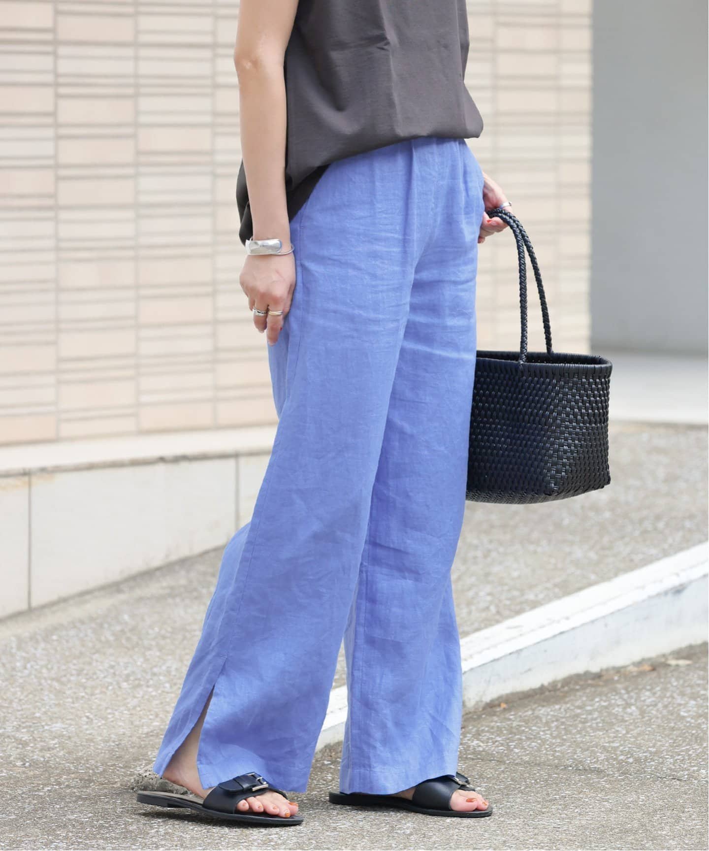 JOURNAL STANDARD relume 《追加2》麻スリットイージーパンツ ジャーナル スタンダード レリューム パンツ その他のパンツ ブラウン ベージュ ブルー オレンジ ブラック