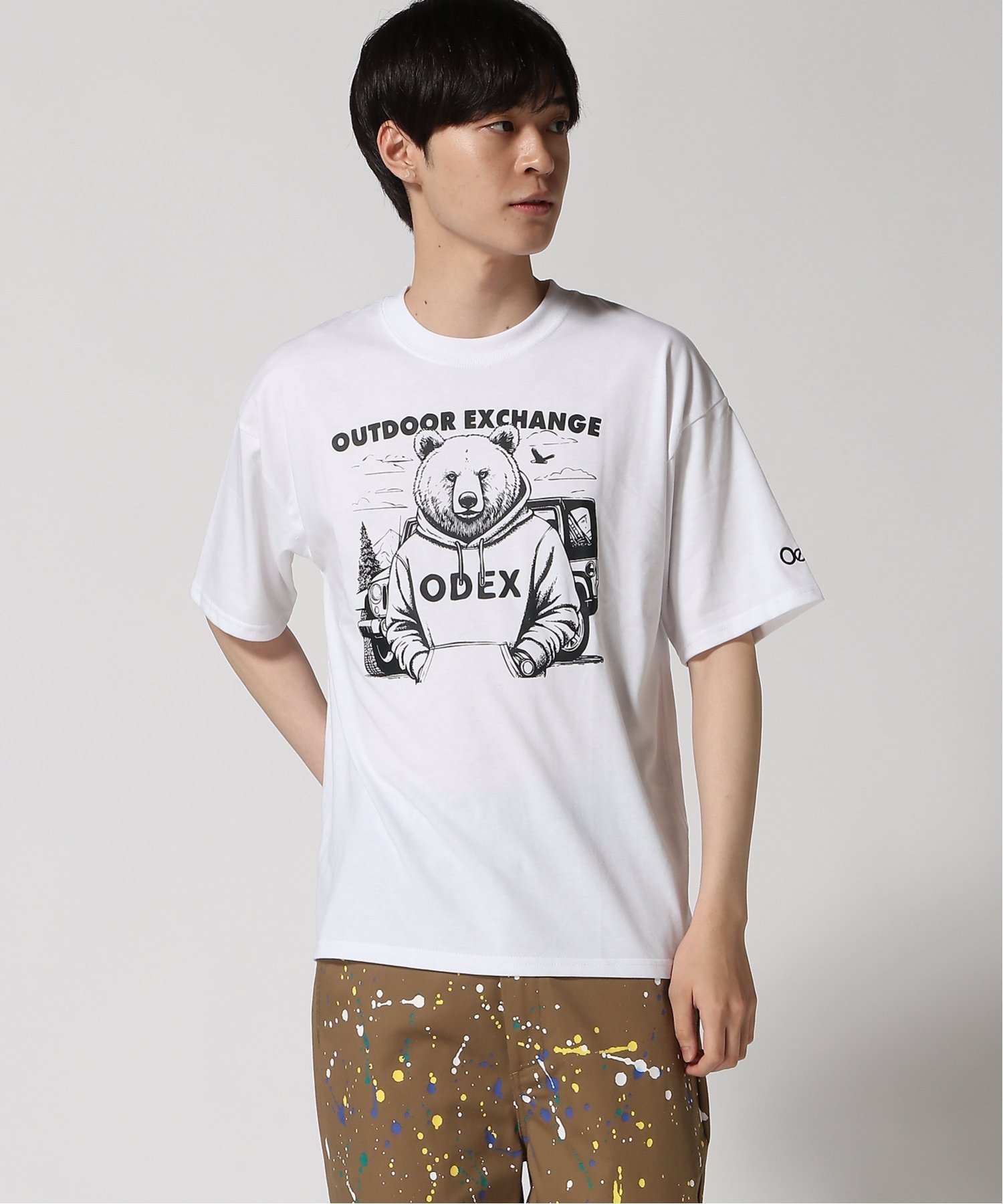 UNIIT UNIIT/(M)OUTDOOR EXCHANGE アニマルT クマ ジーンズメイト トップス カットソー・Tシャツ ホワイト【送料無料】