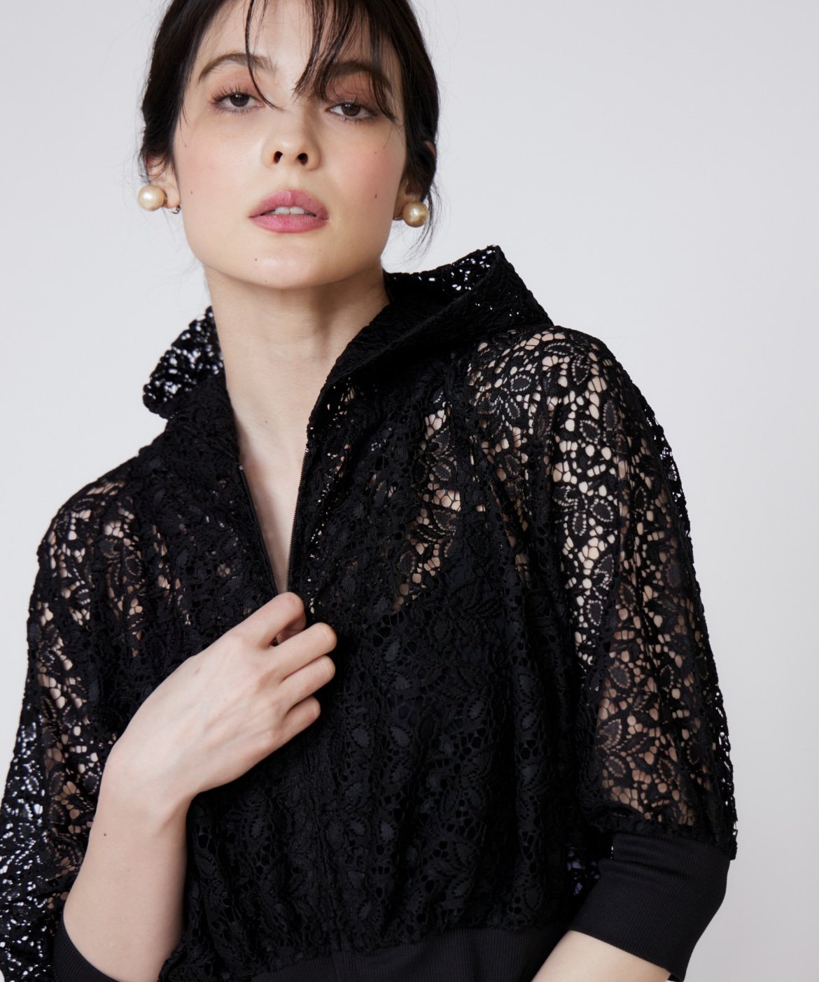 Maglie par ef-de 《大きいサイズ》レースパーカー マーリエ ル カセット トップス パーカー・フーディ..