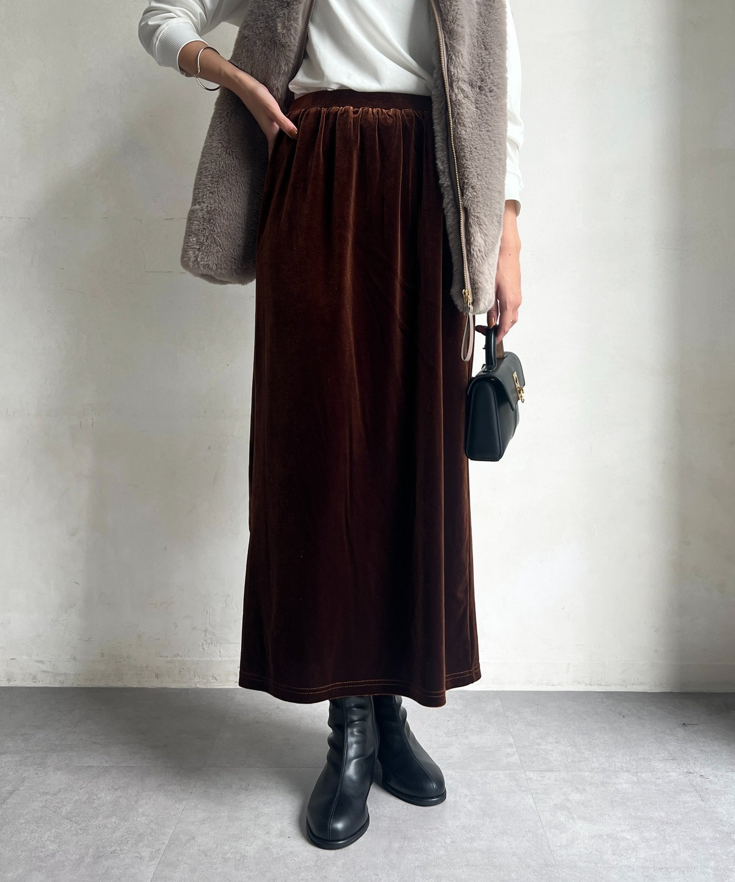 【SALE／53%OFF】Chez toi ベロアナロースカート シェトワ スカート ロング・マキシスカート イエロー ..