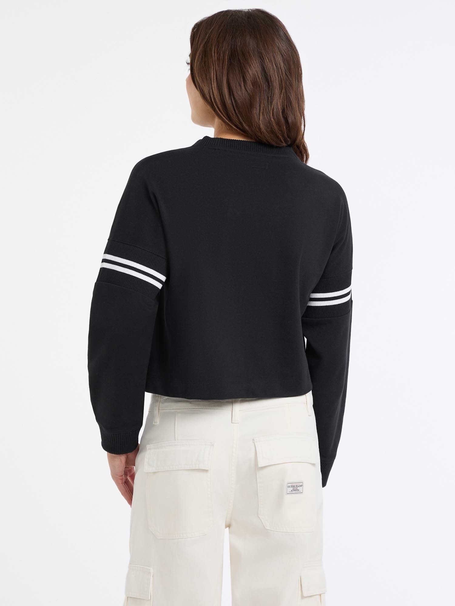 GUESS JEANS スウェット (W)Crew Neck Sweatshirt ゲス トップス スウェット・トレーナー ホワイト ブラック