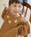 BEAMS mini フラワー ケーブルニット プルオーバー 2025FW(90~140cm) ビームス ミニ トップス ニット ホワイト ブラウン【送料無料】