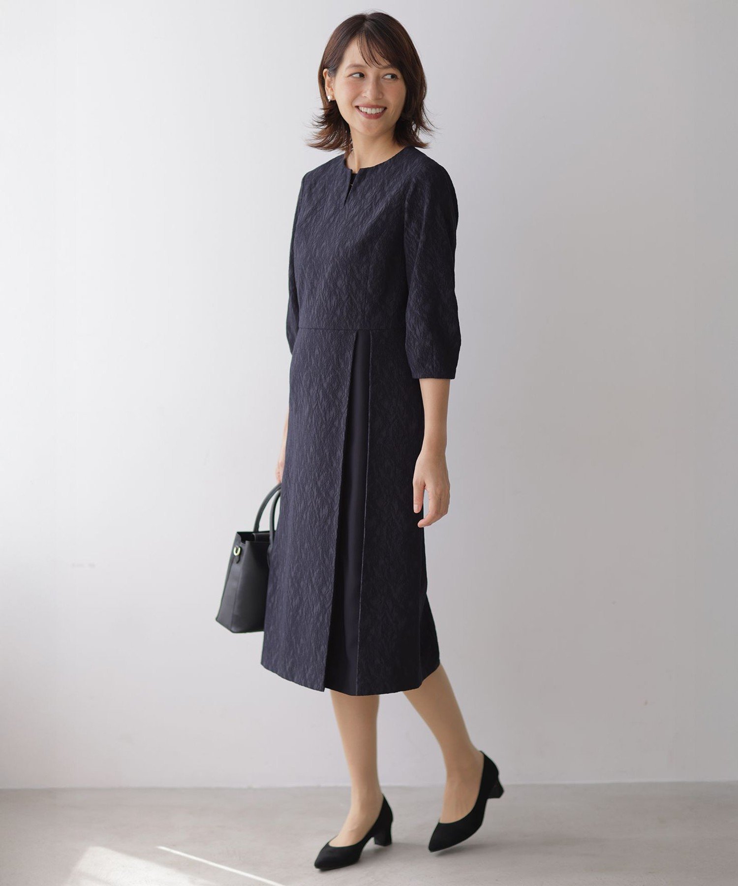 J.PRESS ボタニカルジャガード ワンピース ジェイプレス ワンピース・ドレス ワンピース ネイビー