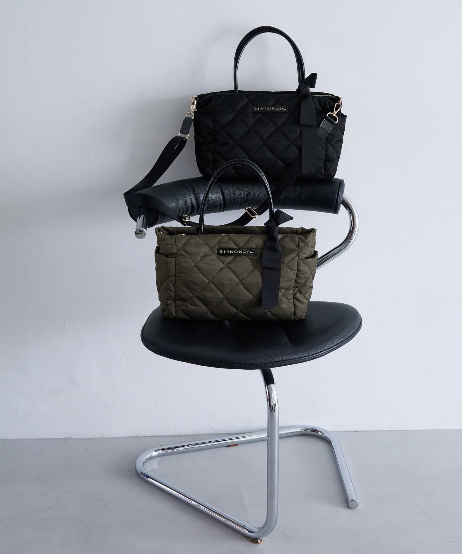 LANVIN en Bleu オルセー パデッドミニトート ランバンオンブルー バッグ トートバッグ グレー ブラック【送料無料】