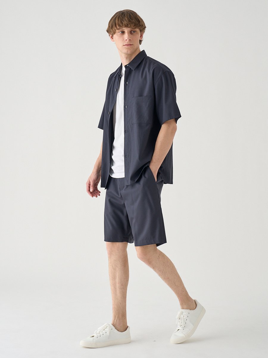 JOHN SMEDLEY SUPER100'Sトロピカルウールイージーショーツ ｜FP270 ジョンスメドレー パンツ その他のパンツ ネイビー【送料無料】