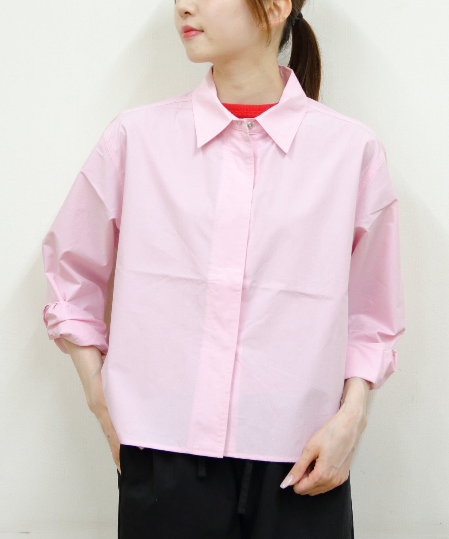 MEYAME MEYAME/(W)メヤメ 別注 フライフロントシャツ FLY FRONT SHORT SHIRTS ステップス トップス シャツ・ブラウス ベージュ ピンク
