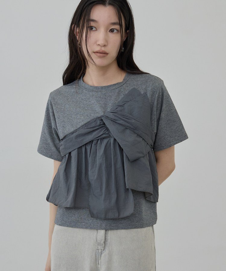 ツイストドッキングTシャツ ギャレスト トップス カットソー・Tシャツ ブラック グレー