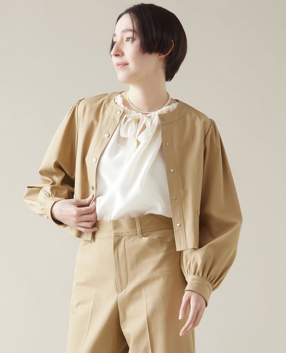 【SALE/50%OFF】martinique チノノーカラージャケット(セットアップ可) マルティニーク ジャケット・アウター ノーカラージャケット ベージュ【送料無料】
