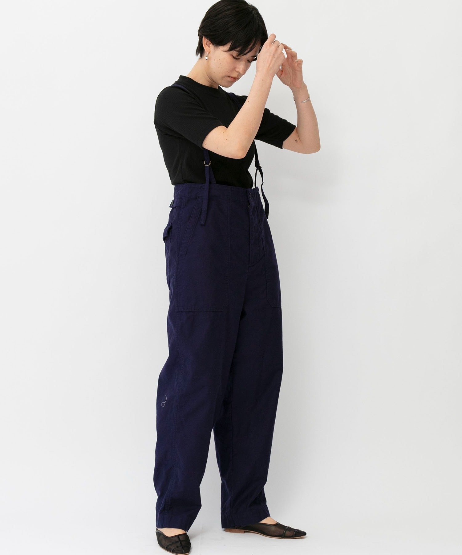 Johnbull Private labo バックサテンサスペンダーパンツ ジョンブルプライベートラボ パンツ その他のパンツ ネイビー グリーン