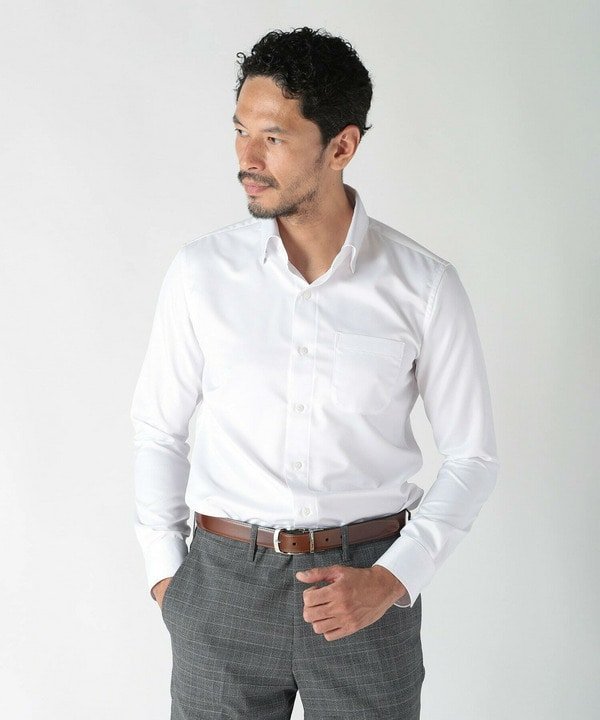 MEN'S BIGI 【ACTIVE TAILOR】クールマックスツイルドレスシャツ メンズ ビギ トップス シャツ・ブラウス ブルー ホワイト【送料無料】