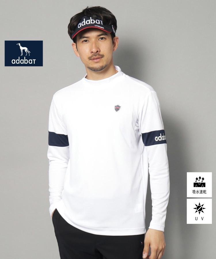 adabat 【新レーベル ADABAT NAVY】袖切り替えデザイン 長袖モックネックプルオーバー アダバット トップス カットソー・Tシャツ ブラック ホワイト【送料無料】
