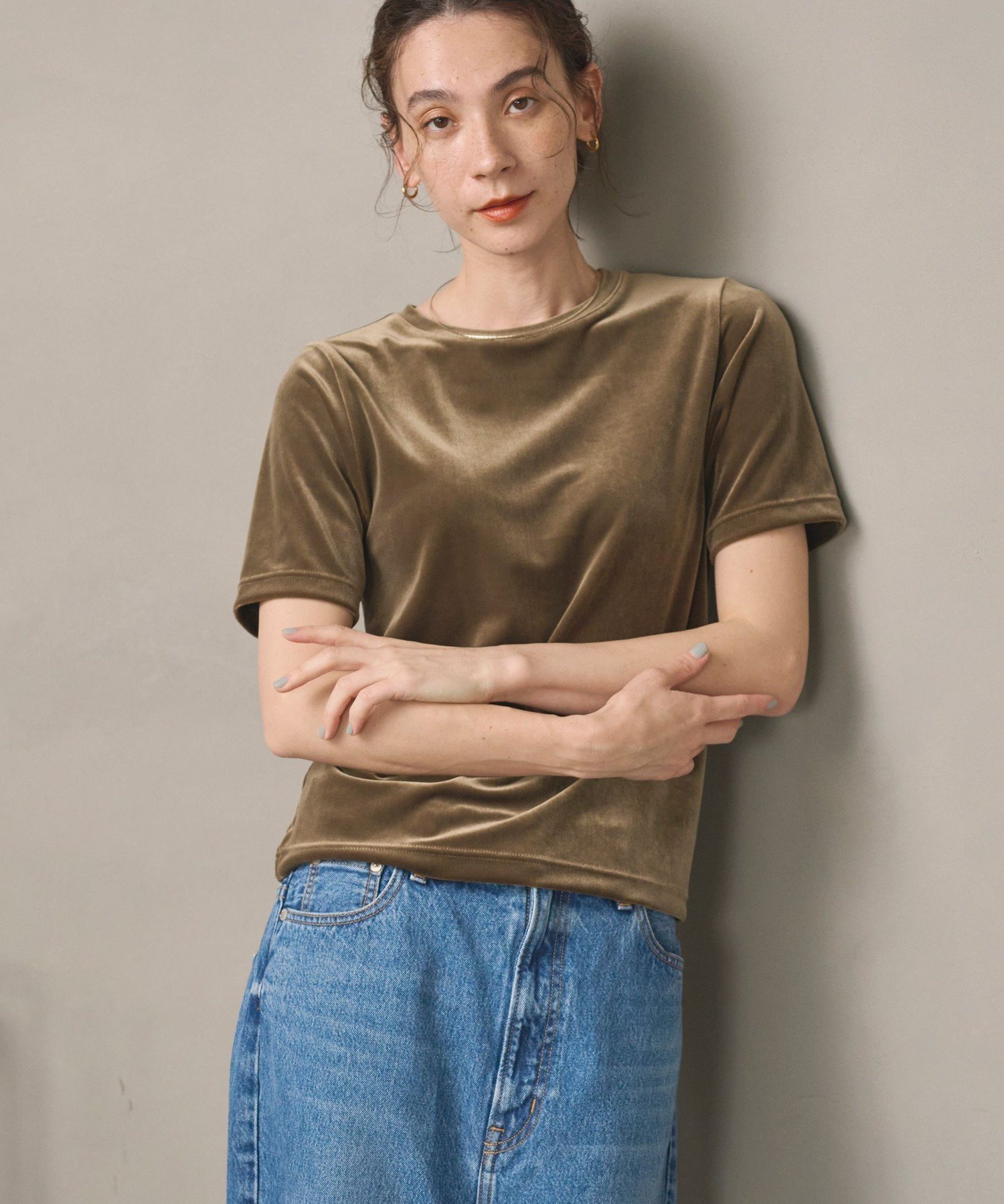 BEAUTY&YOUTH UNITED ARROWS ベロア コンパクト ショートスリーブTシャツ ビューティー＆ユース　ユナイテッドアローズ トップス カットソー・Tシャツ ブラック グレー グリーン【送料無料】のサムネイル