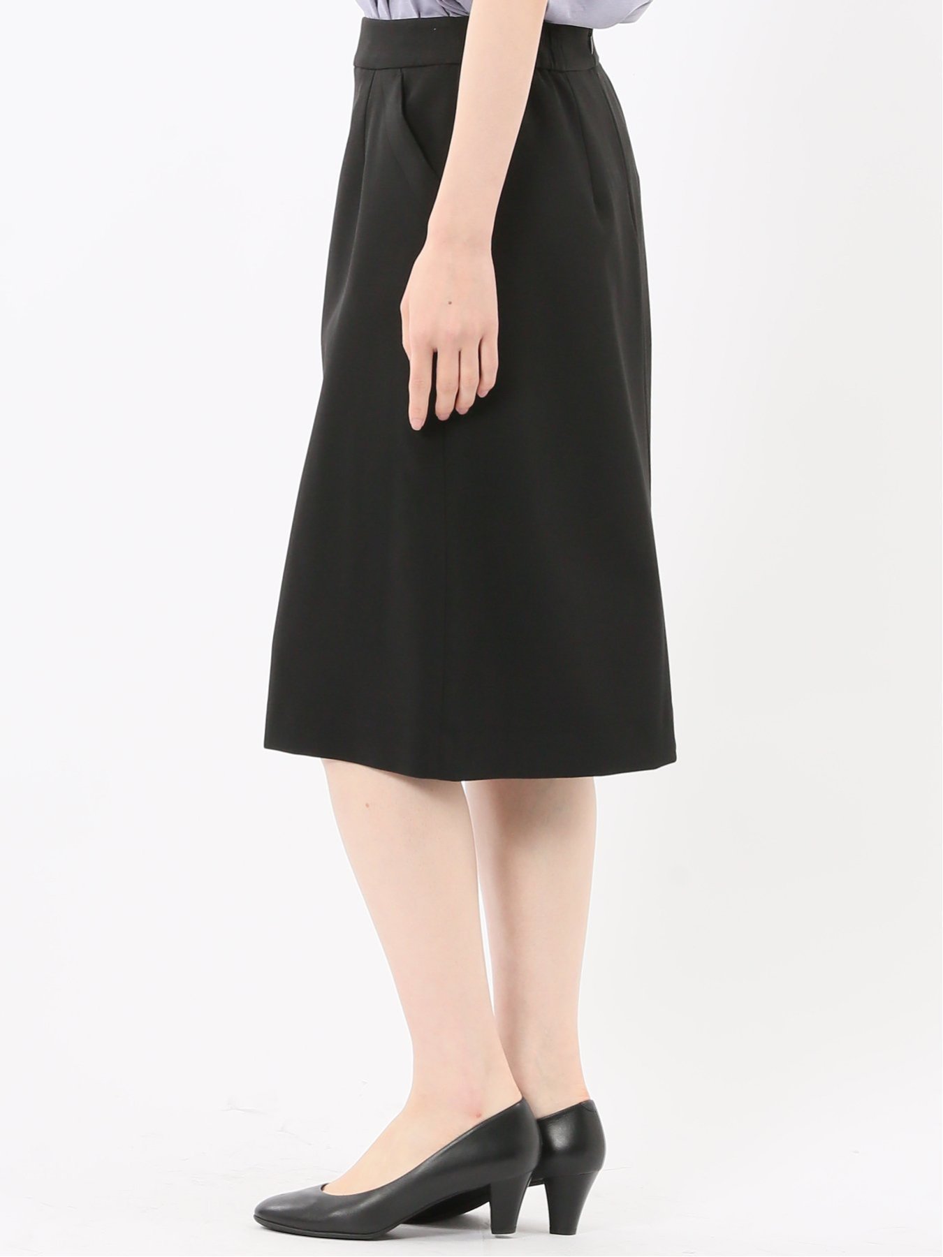 【SALE／30%OFF】m.f.editorial ストレッチウォッシャブル ダブルクロス Aラインスカート 黒(セットアップ可能) タカキュー スーツ・フォーマル スーツスカート【送料無料】 2