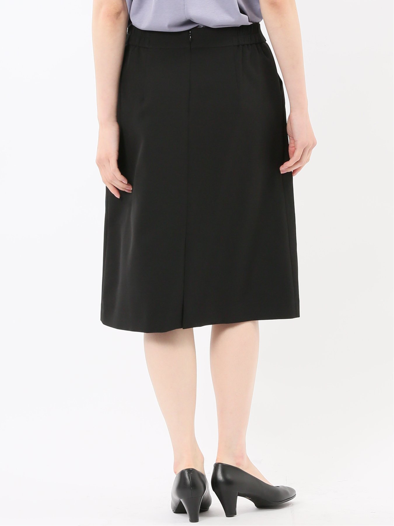 【SALE／30%OFF】m.f.editorial ストレッチウォッシャブル ダブルクロス Aラインスカート 黒(セットアップ可能) タカキュー スーツ・フォーマル スーツスカート【送料無料】 3