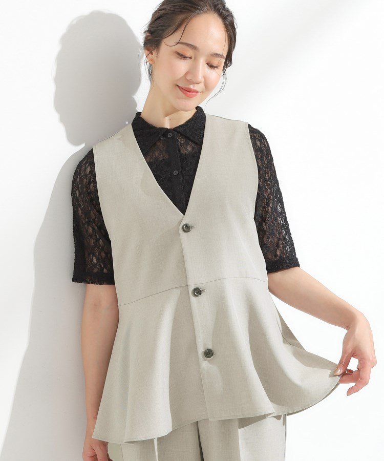 【SALE／50%OFF】SHOO・LA・RUE 【S-LL/セットアップ可/洗濯後しわになりにくい】ペプラムジレ シュー..