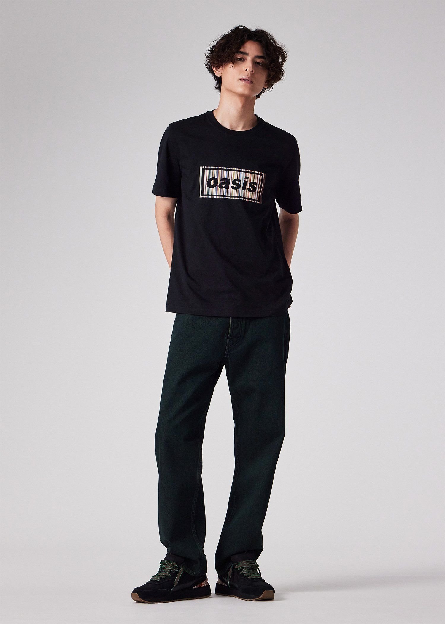Paul Smith × Oasis シグネチャーストライプロゴ Tシャツ ポール・スミス トップス カットソー・Tシャツ ブラック ホワイト