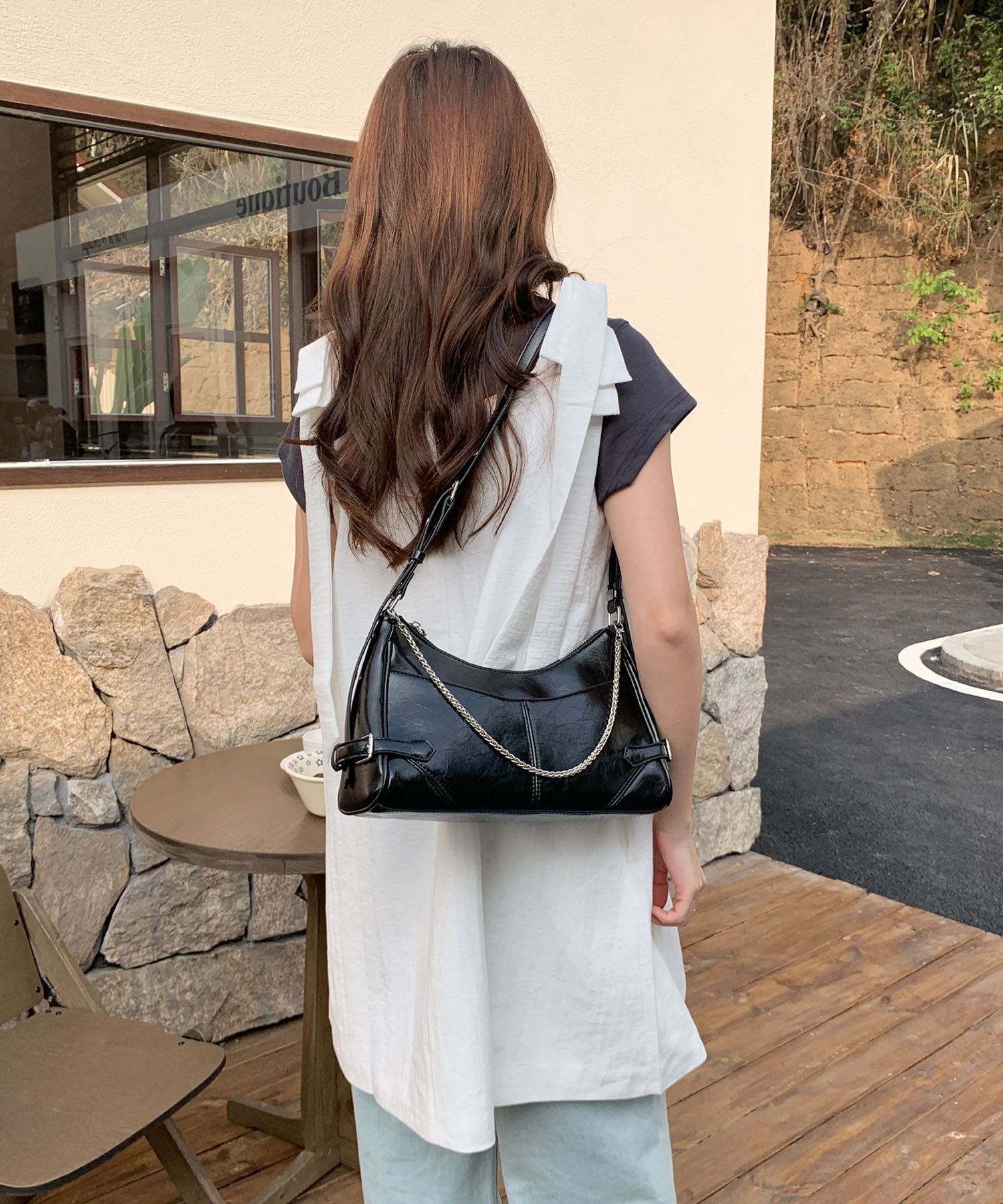 【SALE／20%OFF】HOOK HOOK for girls チェーン付きミニショルダーバッグ アイモハ バッグ ショルダーバッグ シルバー ワインレッド ブラック