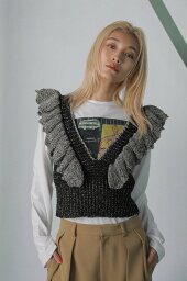 ローズバッド ベスト レディース 【SALE／30%OFF】ROSE BUD フリルニットビスチェ ローズバッド トップス ベスト・ジレ ブラック グレー【送料無料】